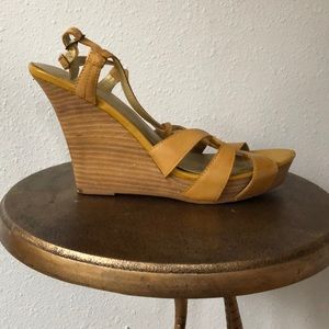 Seychelles mustard yellow wedge sandal
